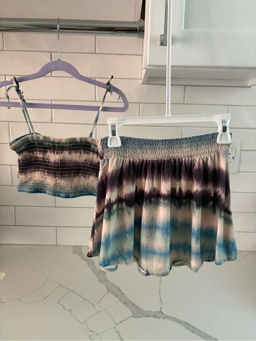 PQ Blue Teal Purple Tie-Dye Kids Matching Set